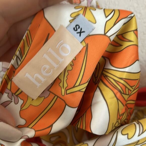 Hello Crop Top Long Sleeve Boho Chic Floral 70s Style Size XS Pillow Sleeves - Picture 6 of 8